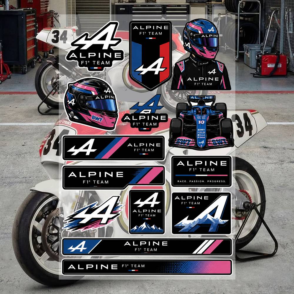 Motorcycle Gear Alpine - Эстетические граффити-наклейки Alpine F-ONE Team, водонепроницаемые