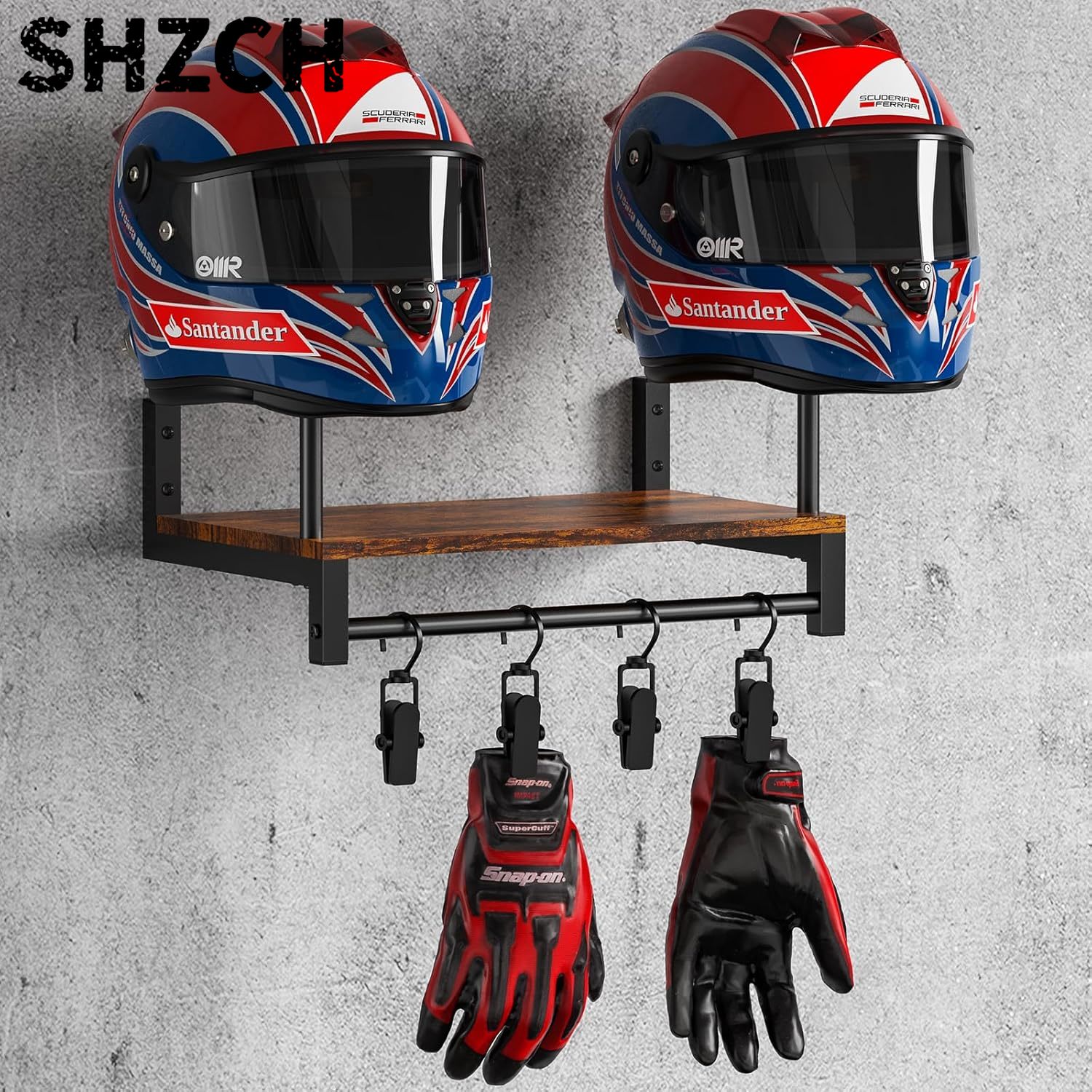 Motorcycle Gear Display Rack - Двойная подставка для мотоциклетных шлемов, настенный