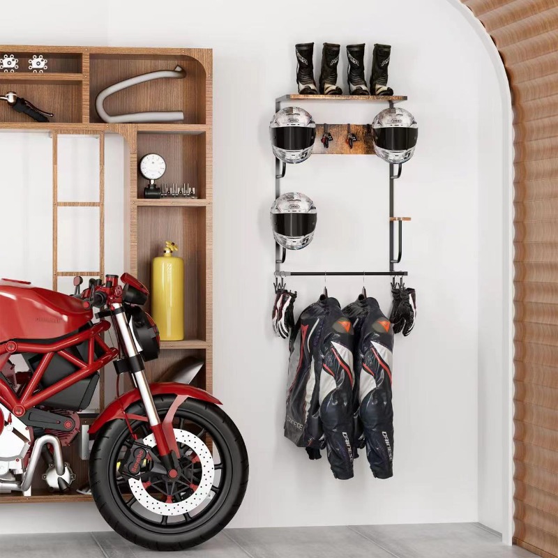 Деревянный настенный держатель – обзор и цена Motorcycle Gear Display Rack
