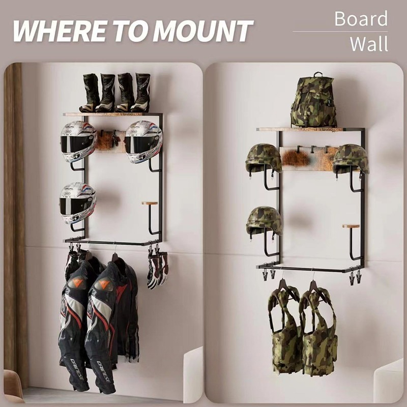 Деревянный настенный держатель – обзор и цена Motorcycle Gear Display Rack
